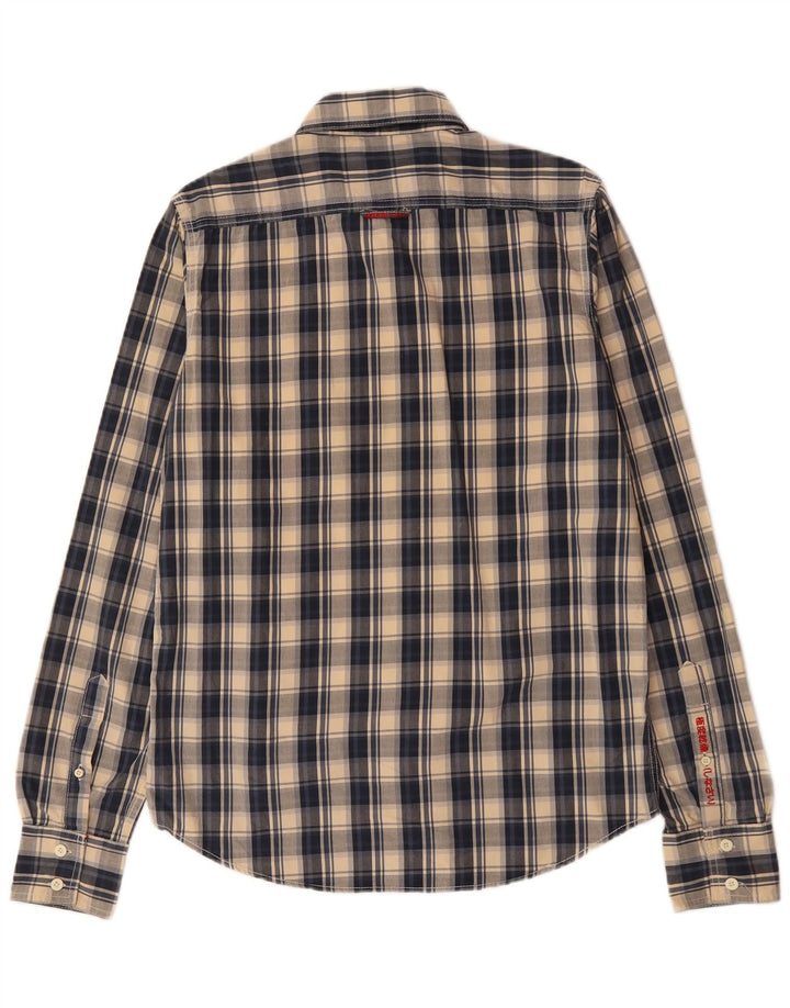 SUPERDRY Herreskjorte Stor marineblå ternet bomuld