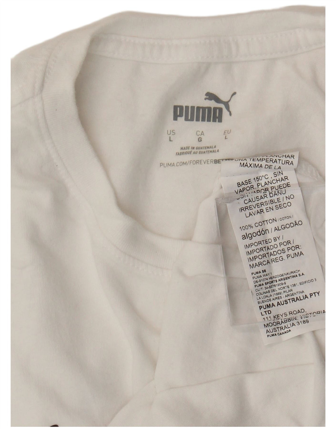 Puma Grafisk T-Shirt Top UK 16 Stor hvid bomuld