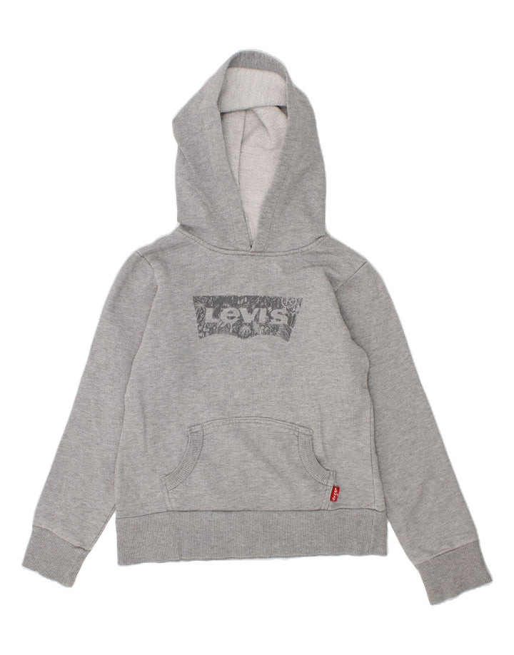 LEVI'S Girls Graphic Hoodie Jumper 7-8 Years Grey Vintage Levi's and Second-Hand Levi's from Messina Hembry 