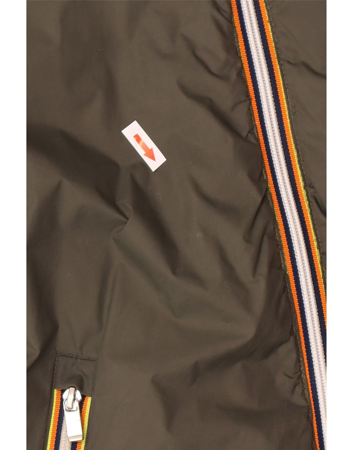 K-Way Herre Hætte Vendbar Polstret Jakke UK 38 Medium Grøn Polyamid