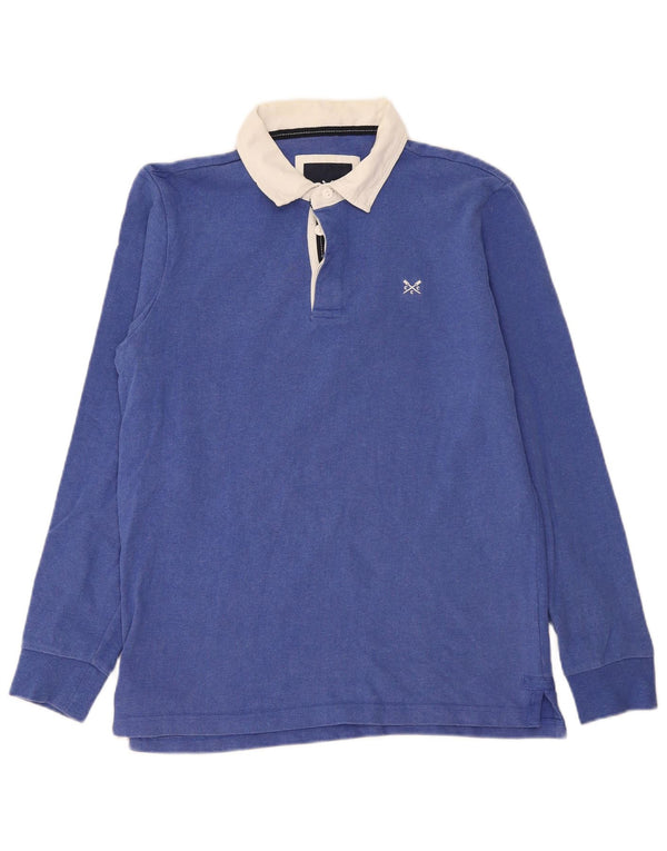 Besætningstøj Langærmet herre poloshirt Medium Blue Colourblock Bomuld