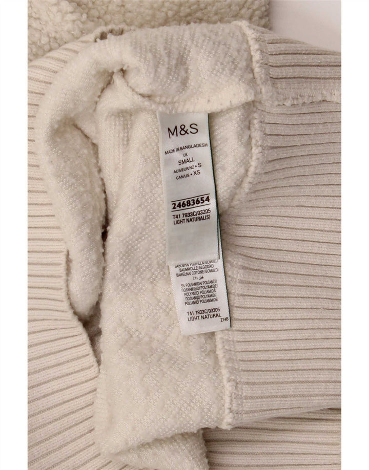 Marks & Spencer Dame Oversized Fleece Jumper UK 10 Small Off White
