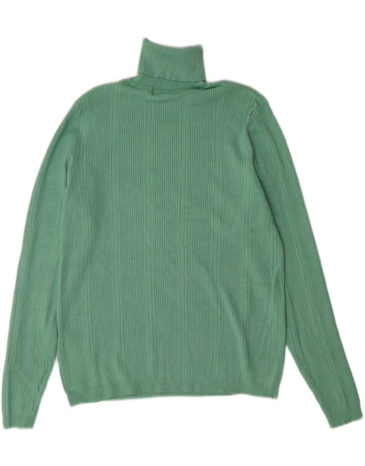 MARKS & SPENCER Womens Roll Neck Jumper Sweater UK 14 Medium Green Viscose Vintage Marks & Spencer and Second-Hand Marks & Spencer from Messina Hembry 
