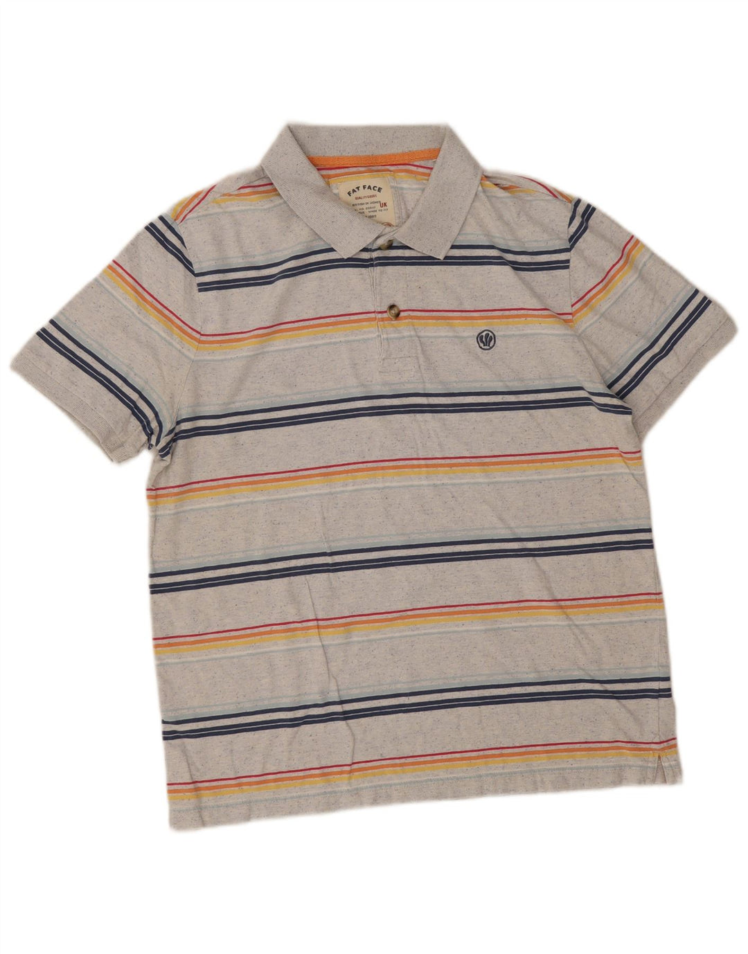Fat Face Herre Polo Shirt Stor Grå Stribet Bomuld