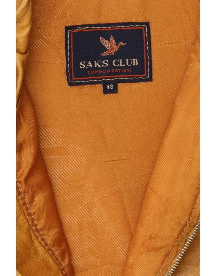 Saks Club Herre Polstret Læder Gilet IT 48 Medium Beige