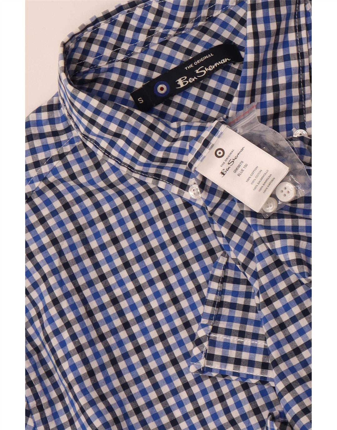 Ben Sherman herreskjorte lille marineblå Gingham bomuld