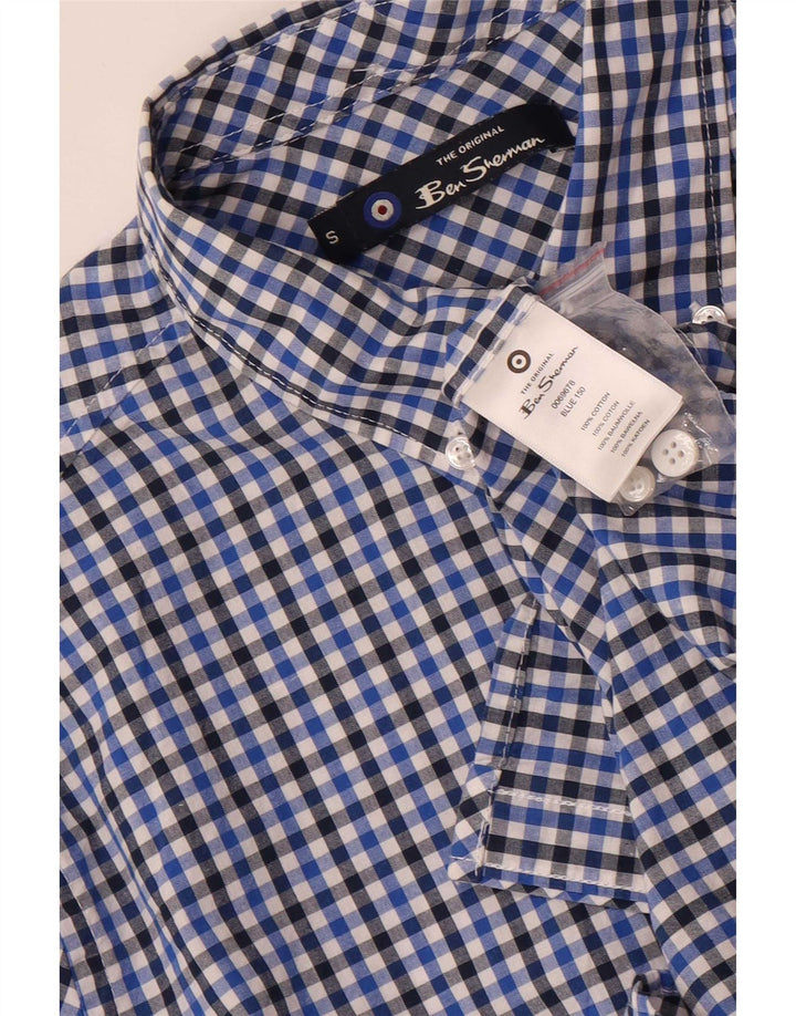 Ben Sherman herreskjorte lille marineblå Gingham bomuld