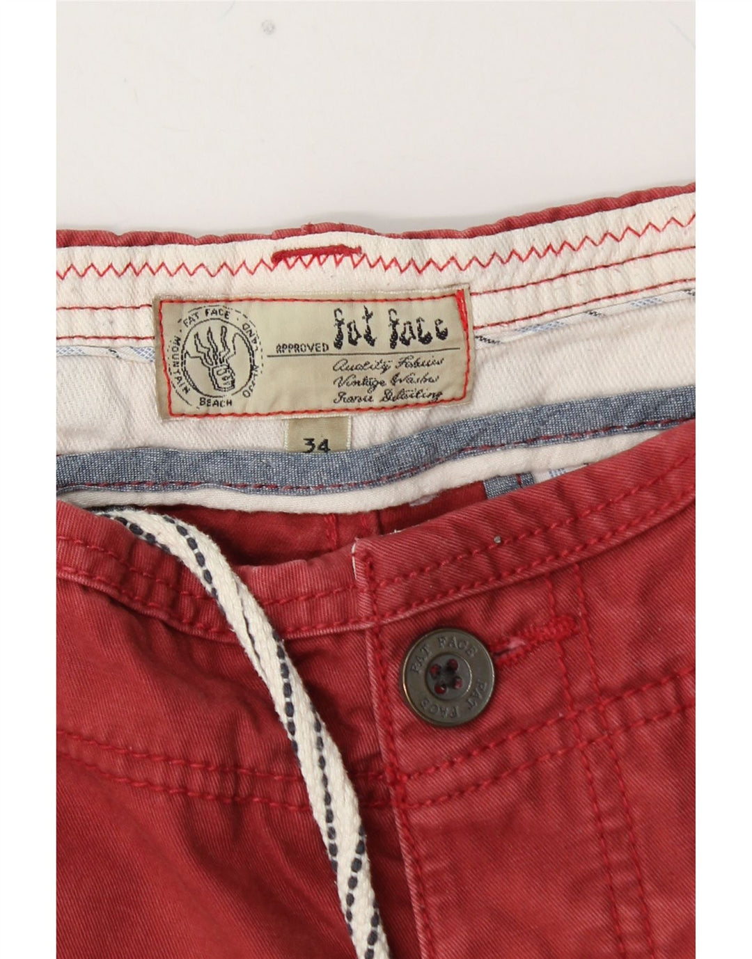FAT FACE Chino Shorts til mænd W34 Large Red Bomuld