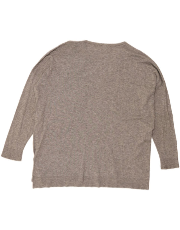 Polo Ralph Lauren Womens Oversized V-Neck Jumper Sweater UK 16 Large Grey