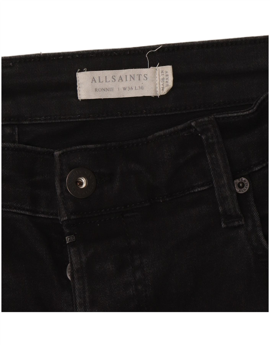 All Saints Herre Ronnie Slim Jeans W36 L30 Sort Bomuld