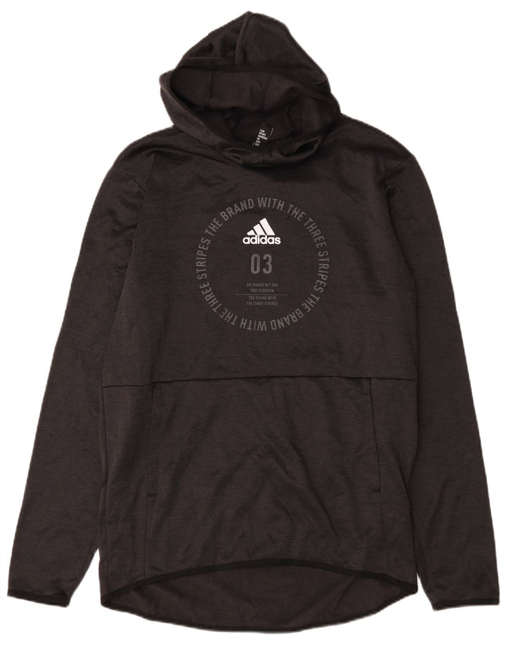 Adidas Herre Climawarm Graphic Hoodie Jumper Medium Sort Polyester