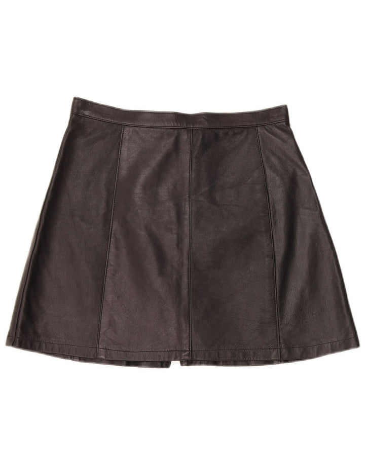 Vintage dame mini læder nederdel W28 Medium Sort