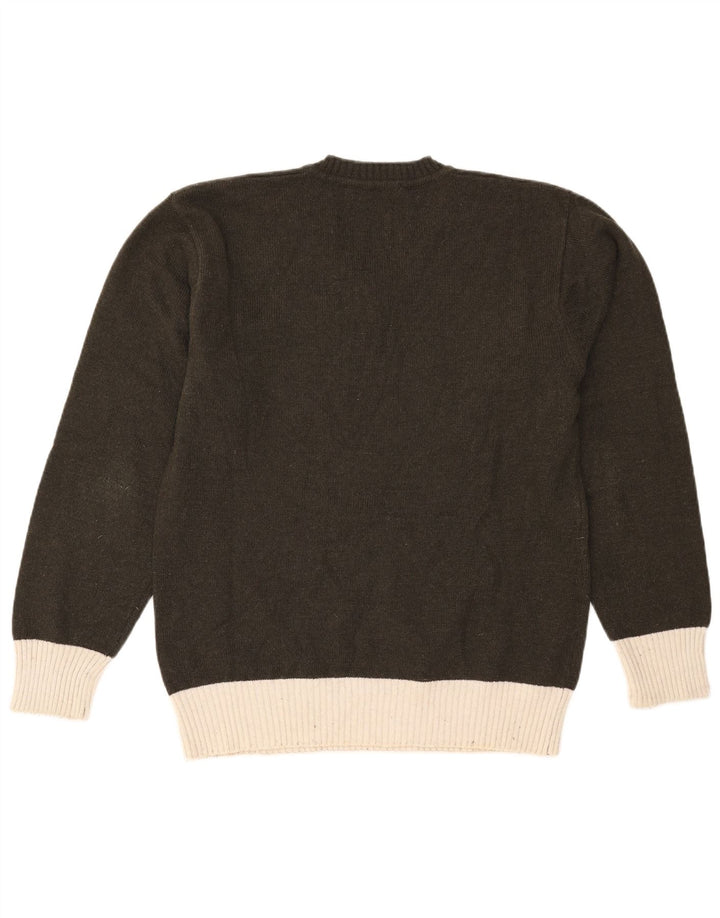 Vintage Herre V-hals sweater Stor Khaki Argyle/Diamond Wool