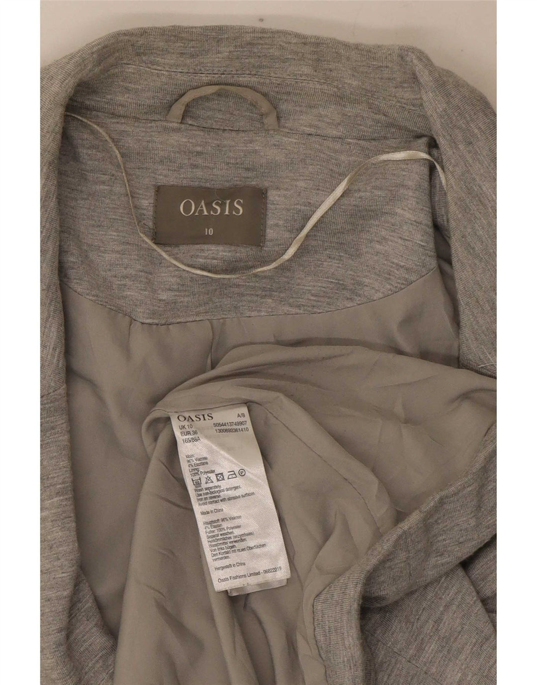 Oasis Dame 1 Knap Blazer Jacket UK 10 Small Grå Flecked Viscose