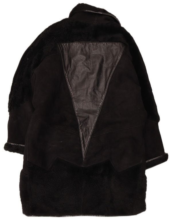 Vintage Dame Shearling Coat UK 18 XL Sort