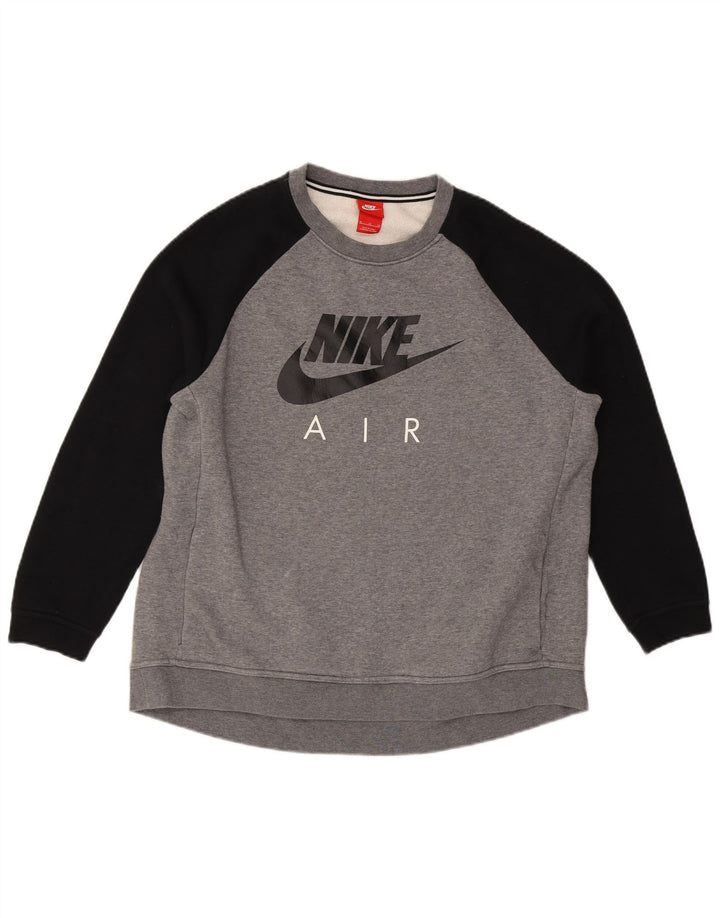 NIKE Mens Graphic Sweatshirt Jumper XL Grey Colourblock Cotton