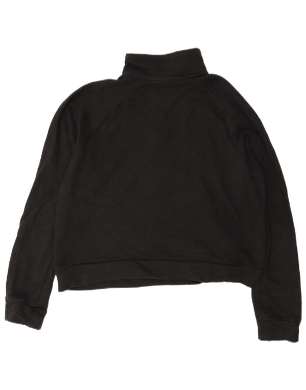 Puma Dame Crop Grafisk Zip Neck Sweatshirt Jumper UK 14 Medium Black