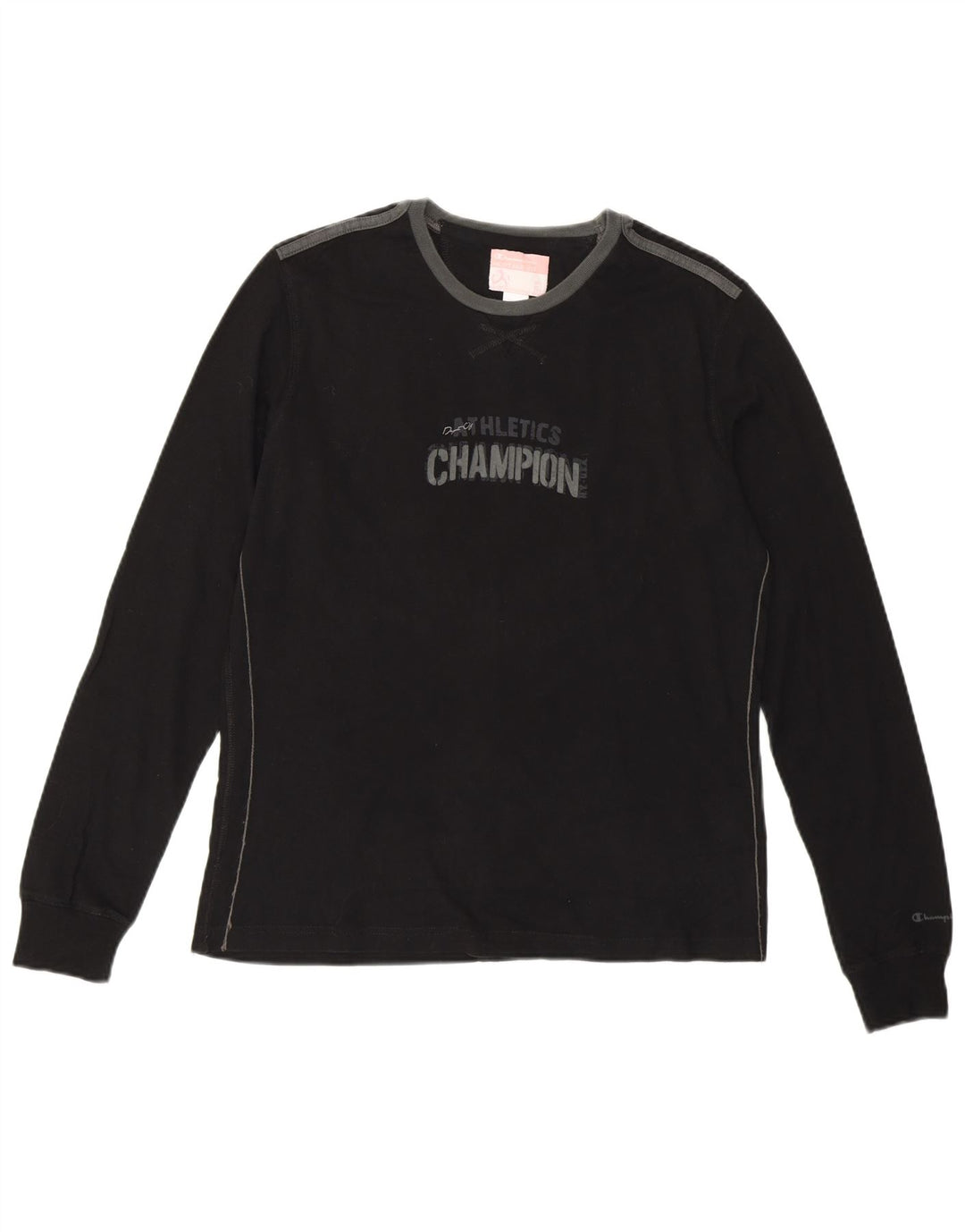 CHAMPION Womens Heritage Fit grafisk T-shirt top UK 14 Stor sort bomuld