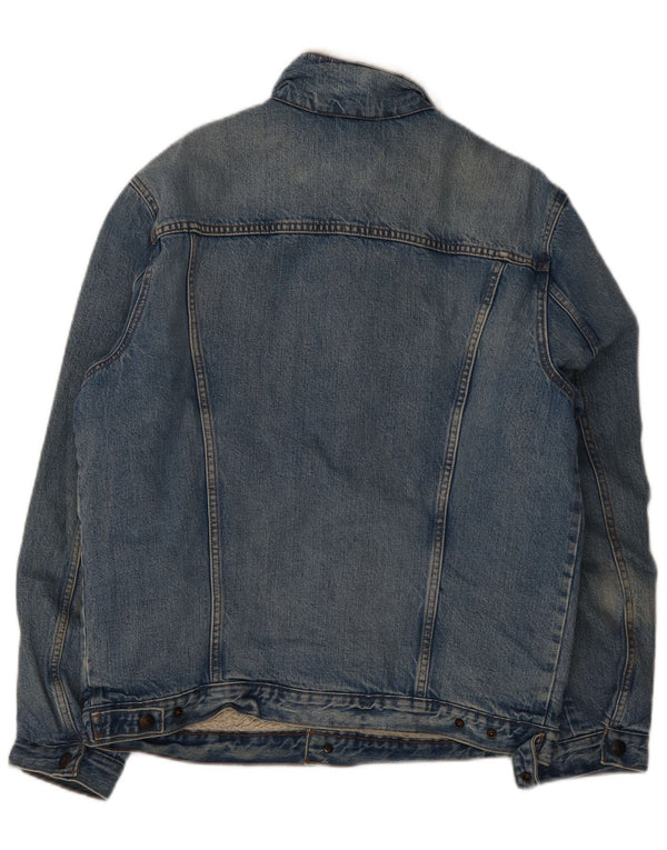Levi's Herre Sherpa Denimjakke UK 40 Stor Blå Bomuld