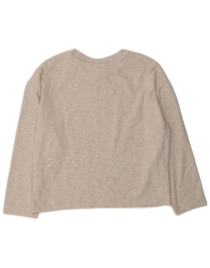 Zara Dame Boat Neck Jumper Sweater UK 14 Medium Grey Polyester