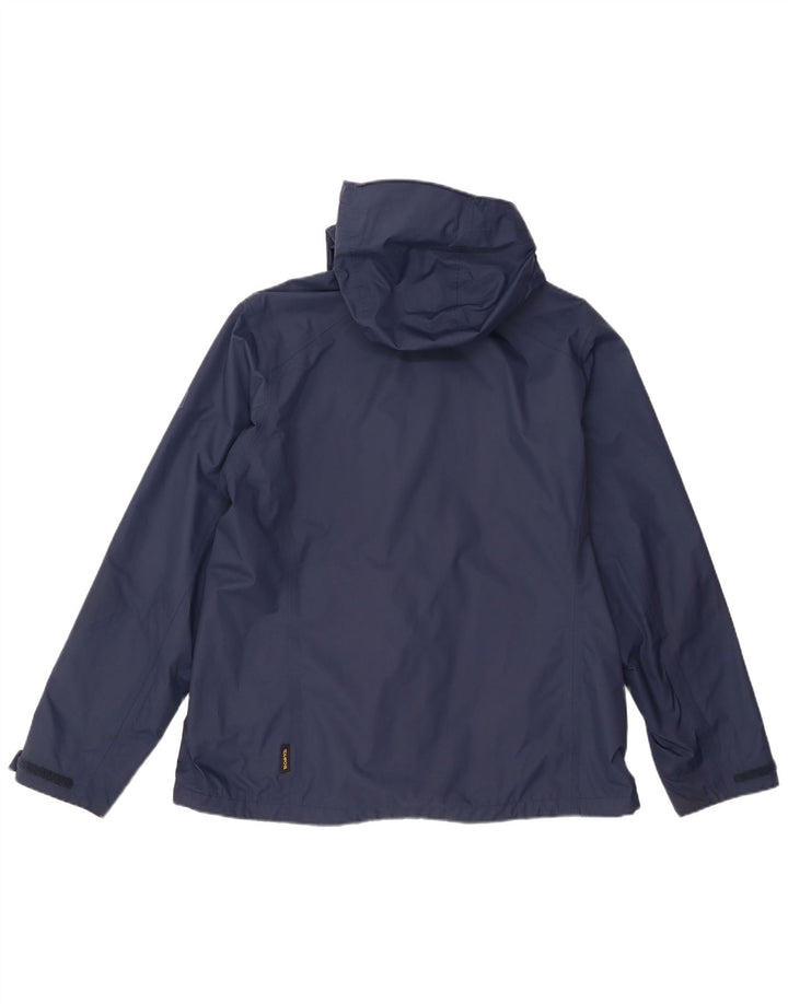 Jack Wolfskin Dame Hætte Regnjakke UK 18 XL Navy Blue Polyamide