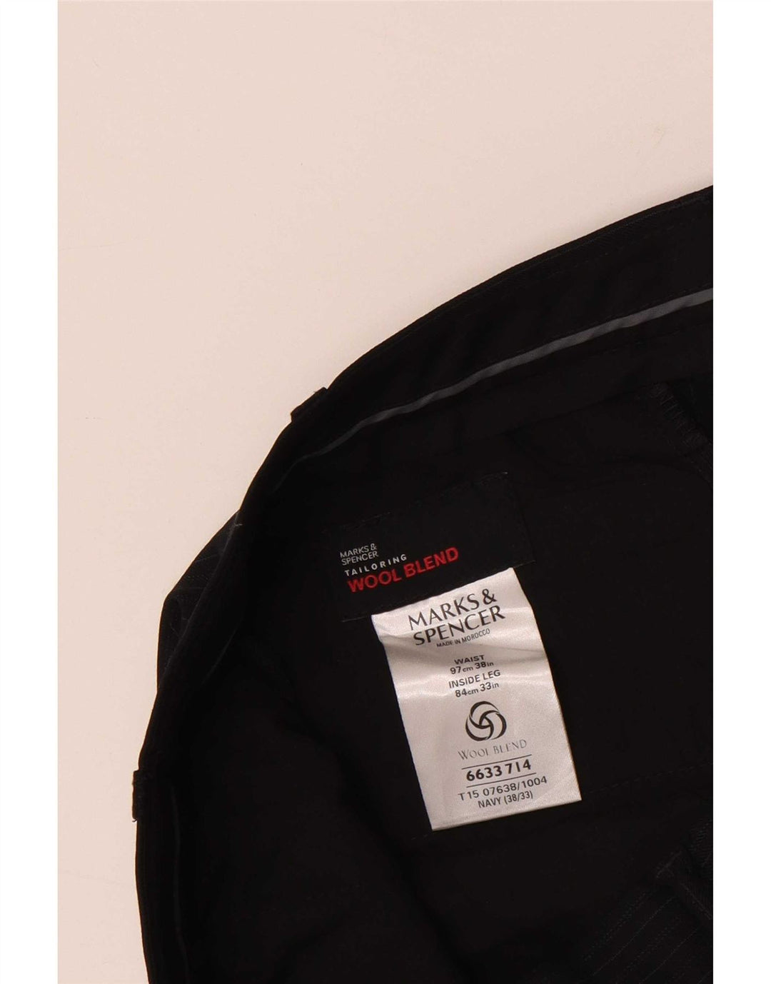 Marks & Spencer Herredragtbukser W38 L33 Marineblå stribet polyester