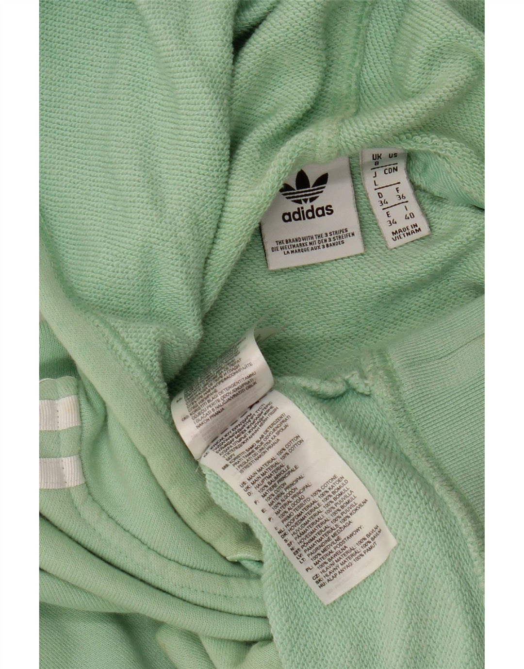 ADIDAS Dame Oversized Crop Hoodie Jumper UK 8 Lille grøn bomuld