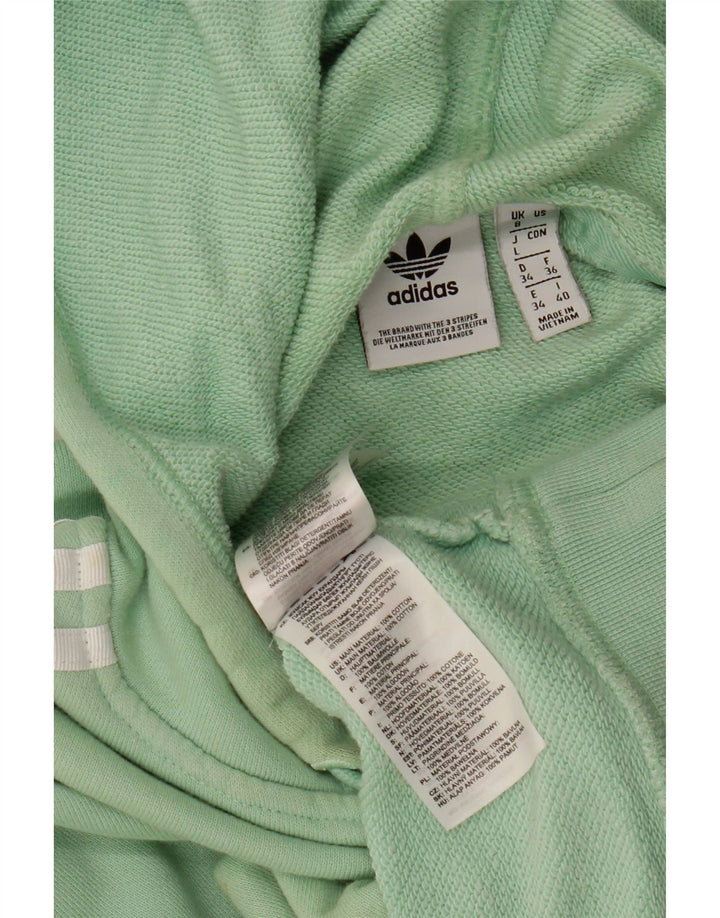 ADIDAS Dame Oversized Crop Hoodie Jumper UK 8 Lille grøn bomuld
