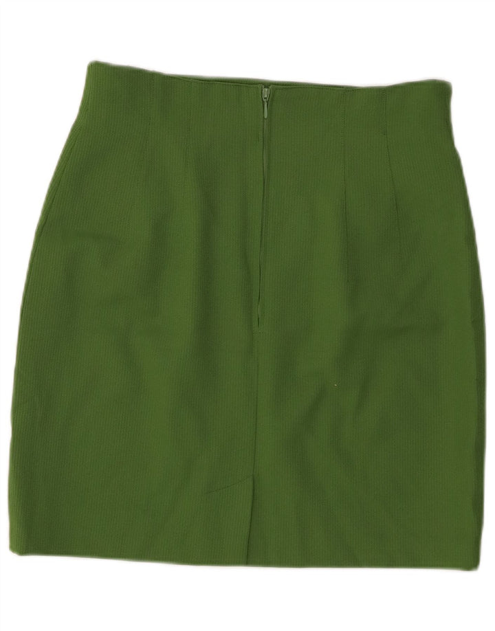 Vintage kvinders højtaljede mininederdel IT 40 W28 Grøn polyester