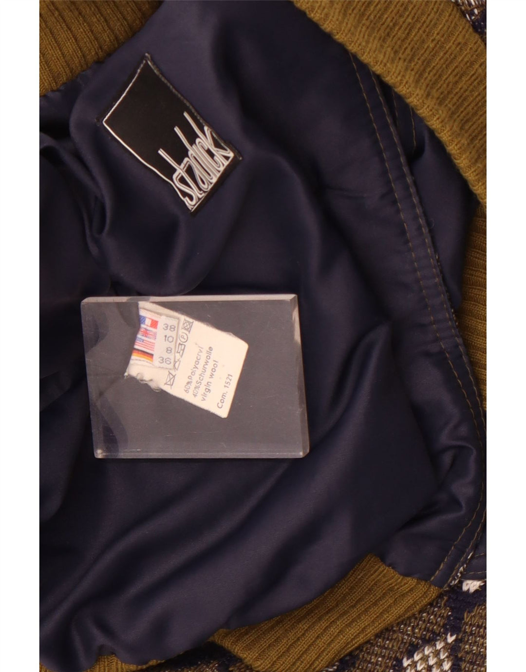 Stadick Womens Oversized abstrakt mønster bomberjakke UK 10 Small Khaki