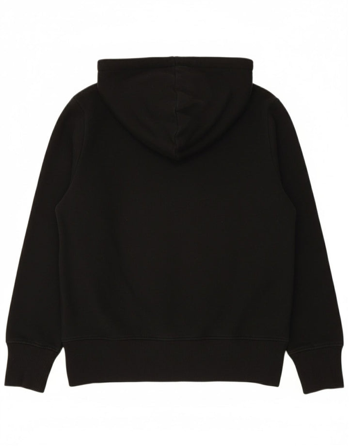 REEBOK Womens Zip Hoodie Sweater UK 14 Medium Black Cotton