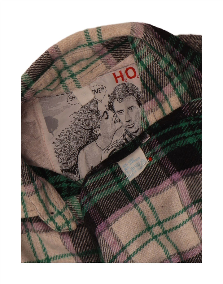 Vintage flannelskjorte til mænd Medium flerfarvet ternet uld