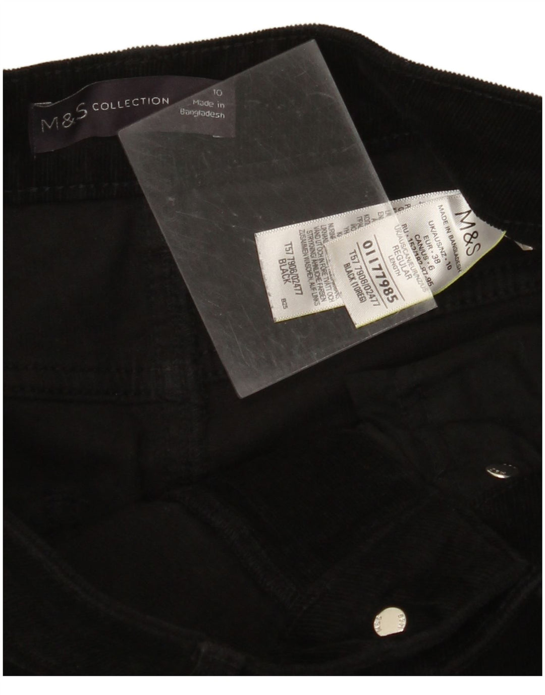 MARKS & SPENCER Damefløjlsbukser UK 10 Small W28 L30 Black