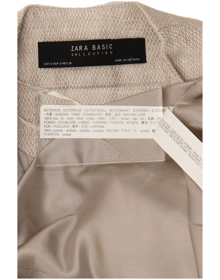 Zara Womens Open Overcoat UK 10 Small Beige Linen