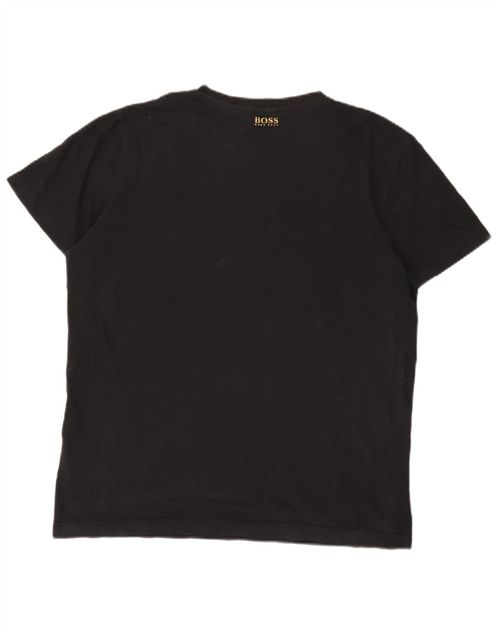 Hugo Boss Herre grafisk T-shirt Top Stor sort bomuld