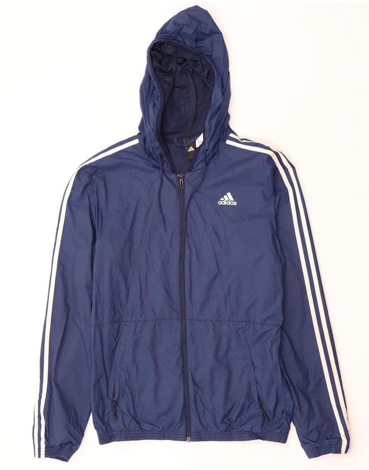 ADIDAS Træningsdragt med hætte til mænd, topjakke UK 36 Small Navy Blue Polyester