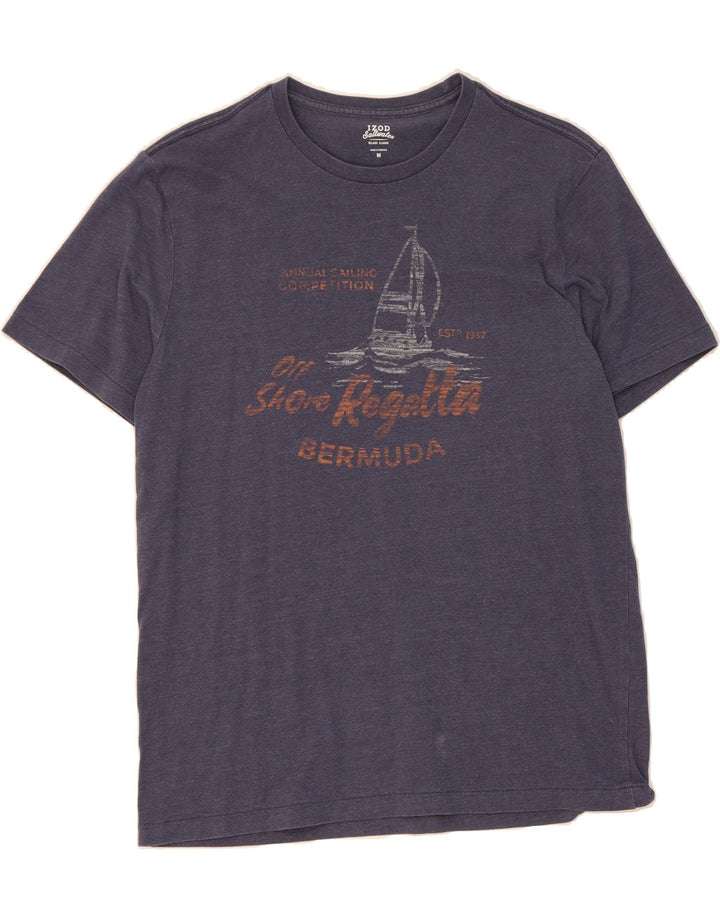 IZOD Mens Salt Water Graphic T-Shirt Top Medium Navy Blue Cotton Vintage Izod and Second-Hand Izod from Messina Hembry 