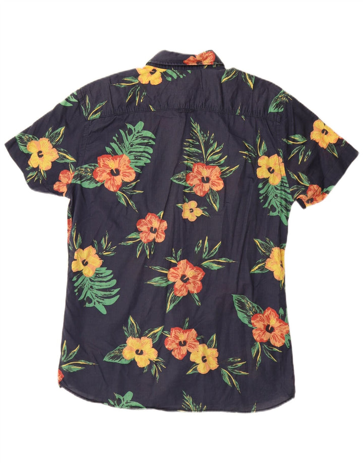 JACK & JONES Kortærmet Herreskjorte Stor Marineblå Blomsterbomuld