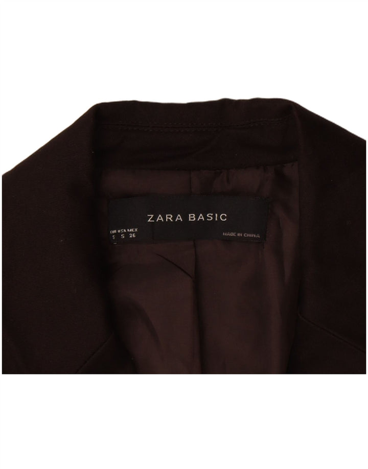 Zara Dame 1 Knap Blazer Jacket UK 10 Lille Brun Bomuld