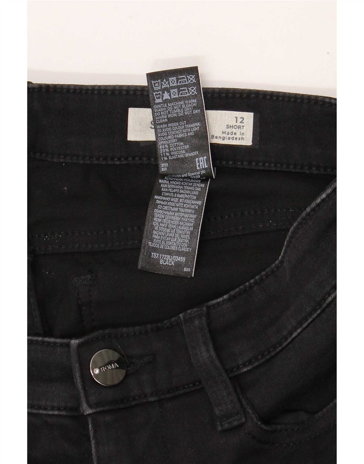 Marks & Spencer Kvinder Kort Straight Jeans UK 12 Medium W28 L29 Sort