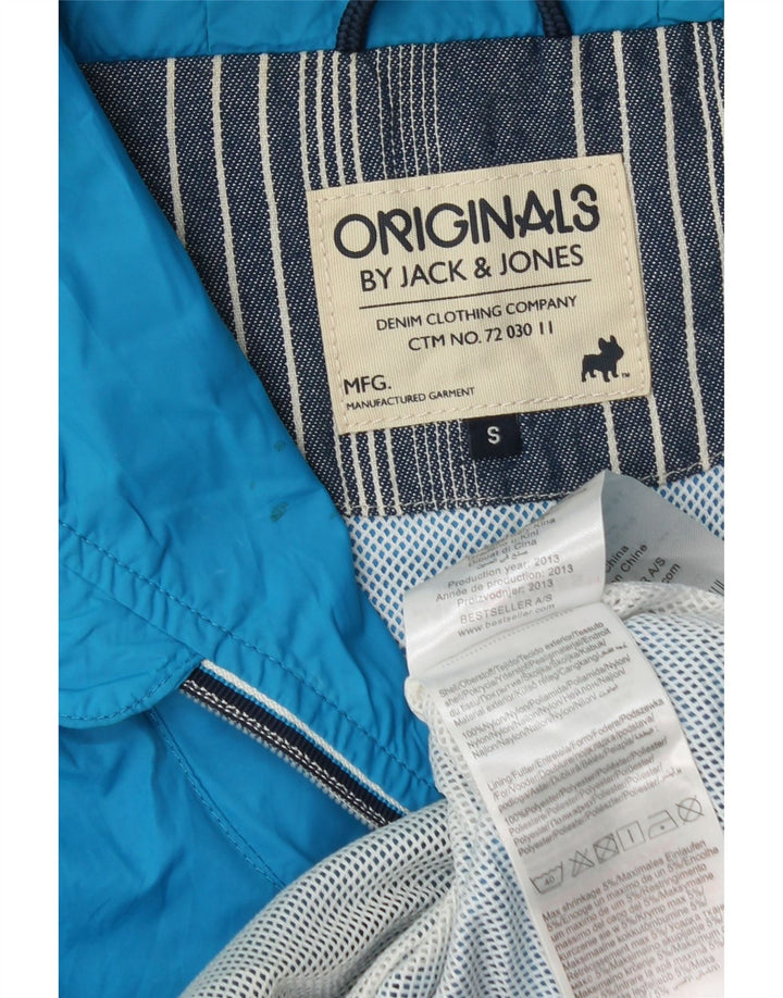 Jack & Jones Regnjakke med hætte til mænd UK 36 Lille blå nylon