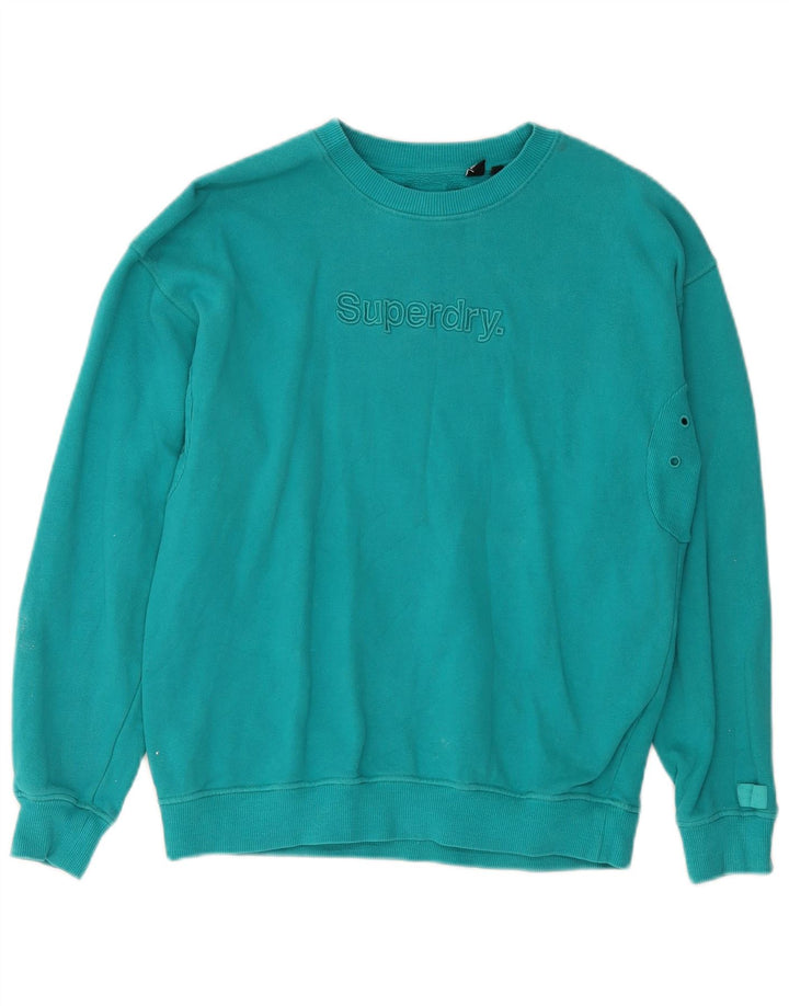 SUPERDRY Grafisk sweatshirt til mænd, lille turkis bomuld