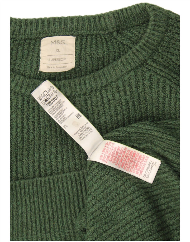 Marks & Spencer Herre sweater med rund hals XL Grøn polyamid