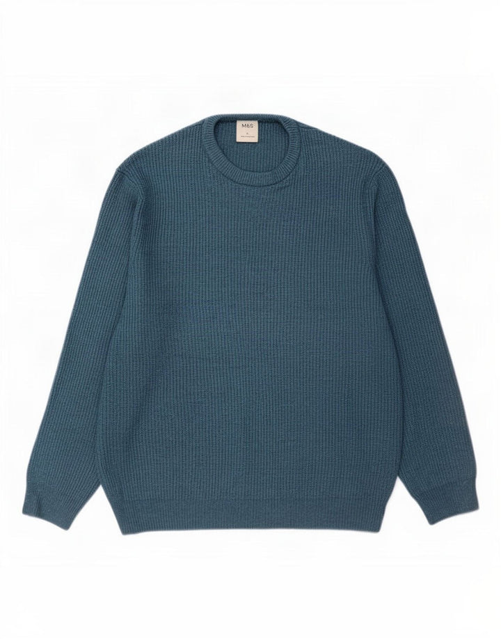 Marks & Spencer Herre sweater med rund hals XL blå polyamid