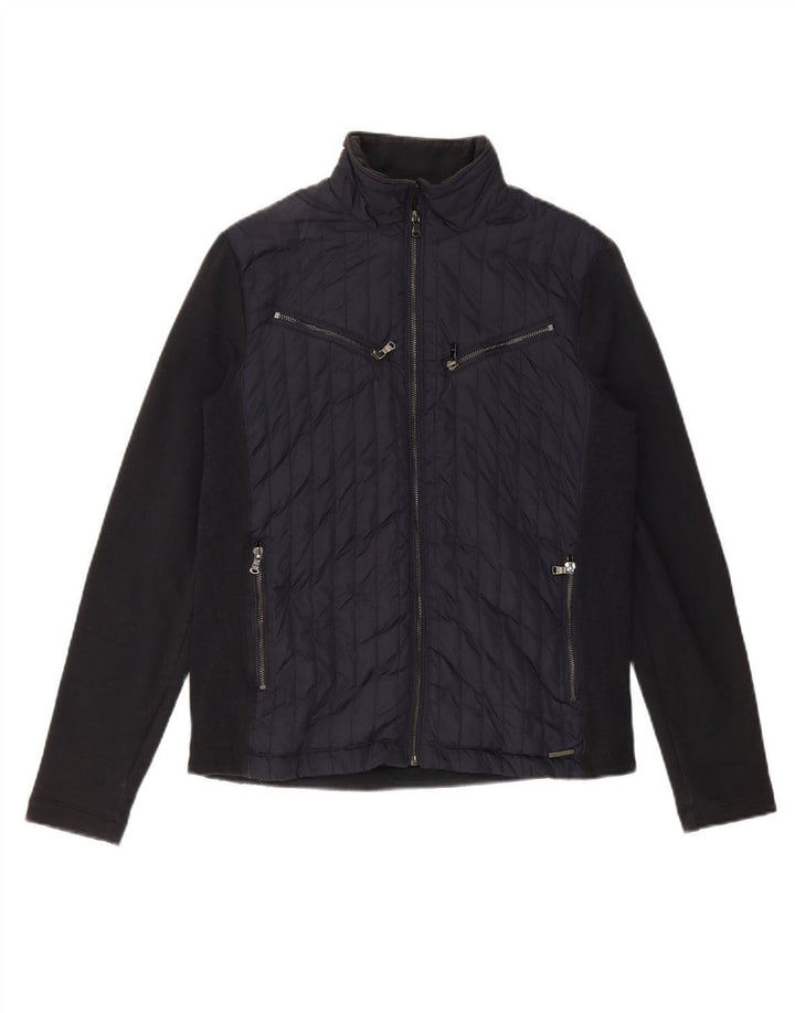 MICHAEL KORS Mens Bomber Jacket UK 36 Small Navy Blue Colourblock Cotton