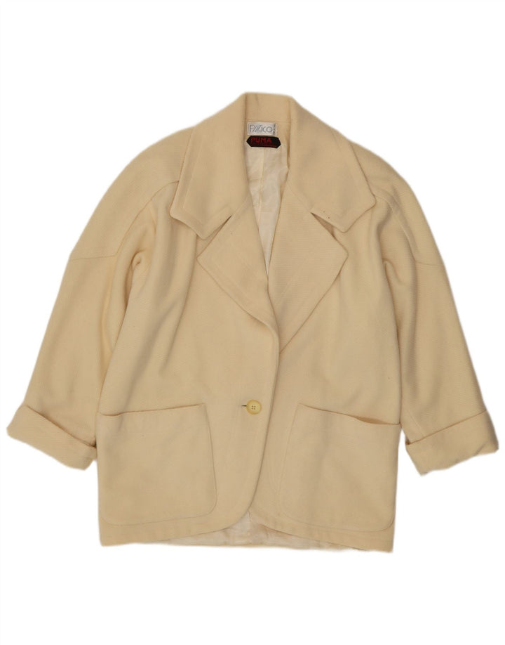 Vintage dame 1-knaps blazerjakke UK 18 XL beige uld
