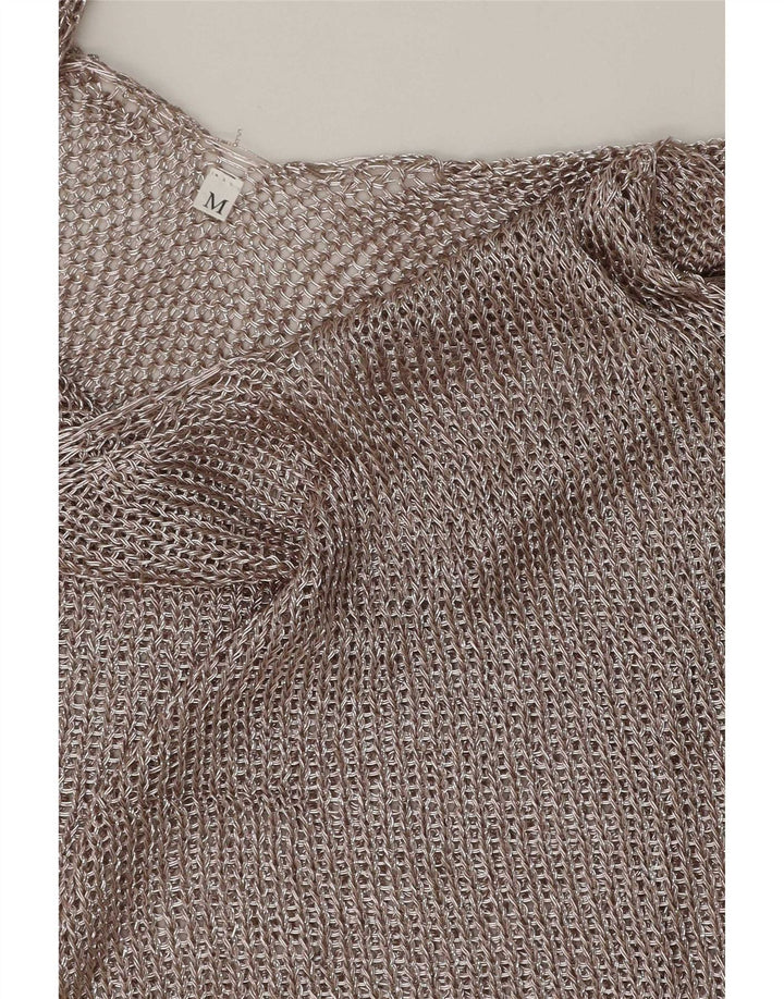 Vintage Hæklet Vest Top UK 12 Medium Sølv