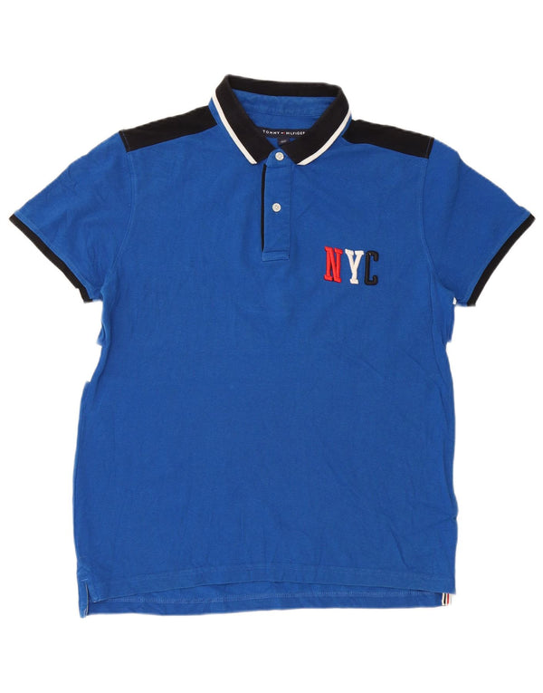 Tommy Hilfiger Herre Custom Fit Polo Shirt Small Blue Colourblock