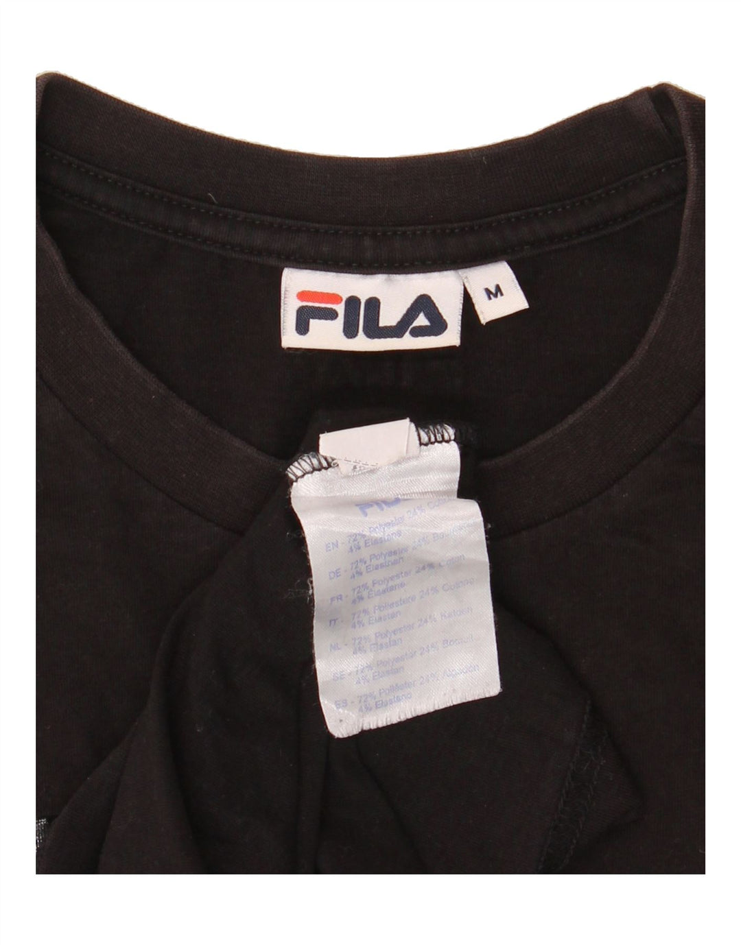 FILA Mens Graphic T-Shirt Top Medium Black Polyester Vintage Fila and Second-Hand Fila from Messina Hembry 