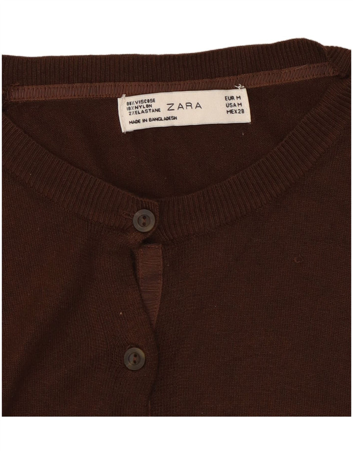 Zara Dame Cardigan Sweater UK 14 Medium Brun